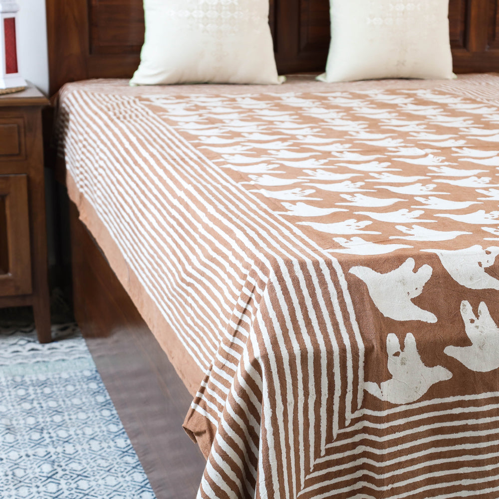BINDAAS UNLIMITED Brown - Block Art Print Cotton Single Bindaas Bed Sheet (93 x 60 in) - view 3