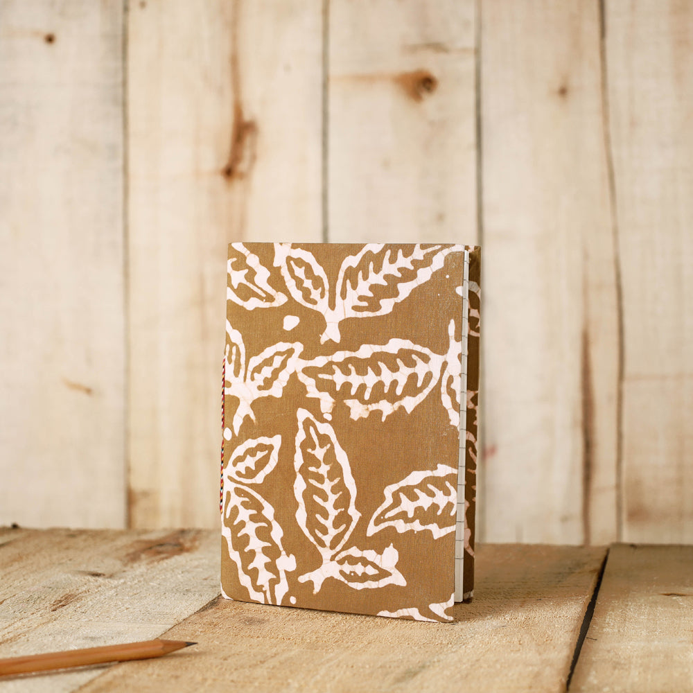 BINDAAS UNLIMITED Brown - Batik Fabric Cover Handmade Paper Notebook (7 x 5 in)