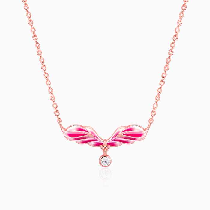 GIVA Jewellery Rose Gold Fluffed Wing Necklace