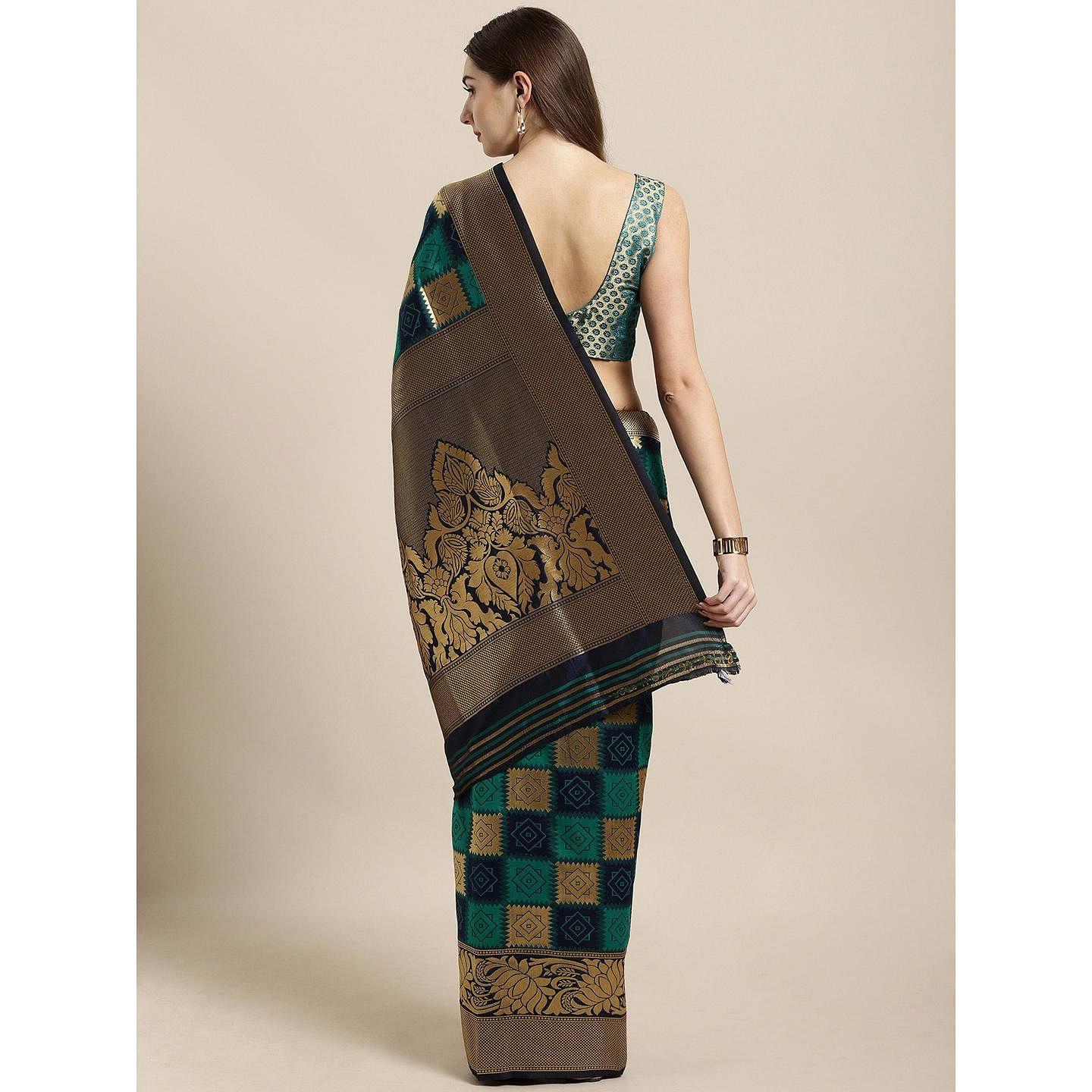 Peachmode Multicolor Festive Wear Woven Kanjivaram Silk Saree - view 2