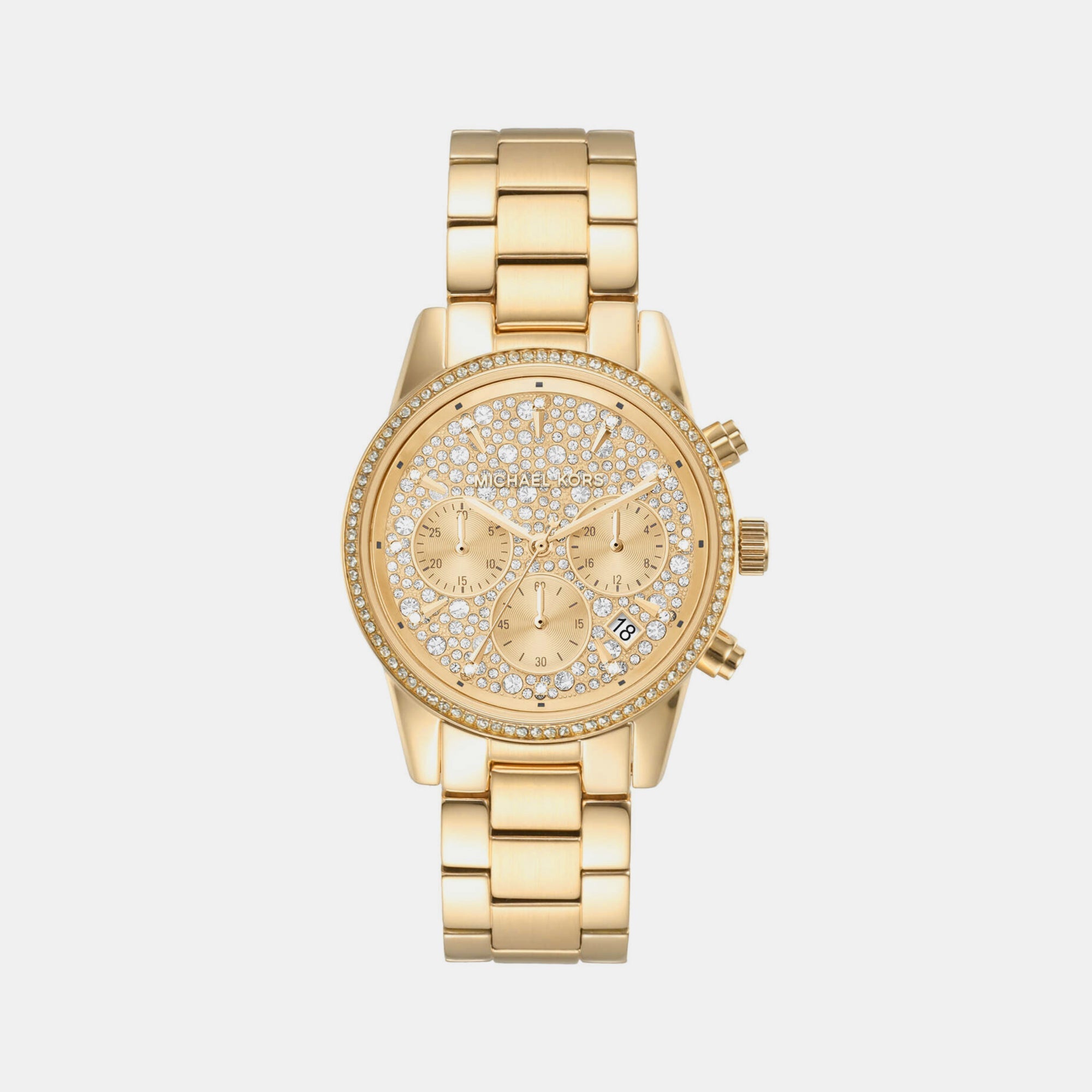 Michael Kors Bryant Women Quartz Gold Dial Chronograph Stainless Steel Watch MK7310
