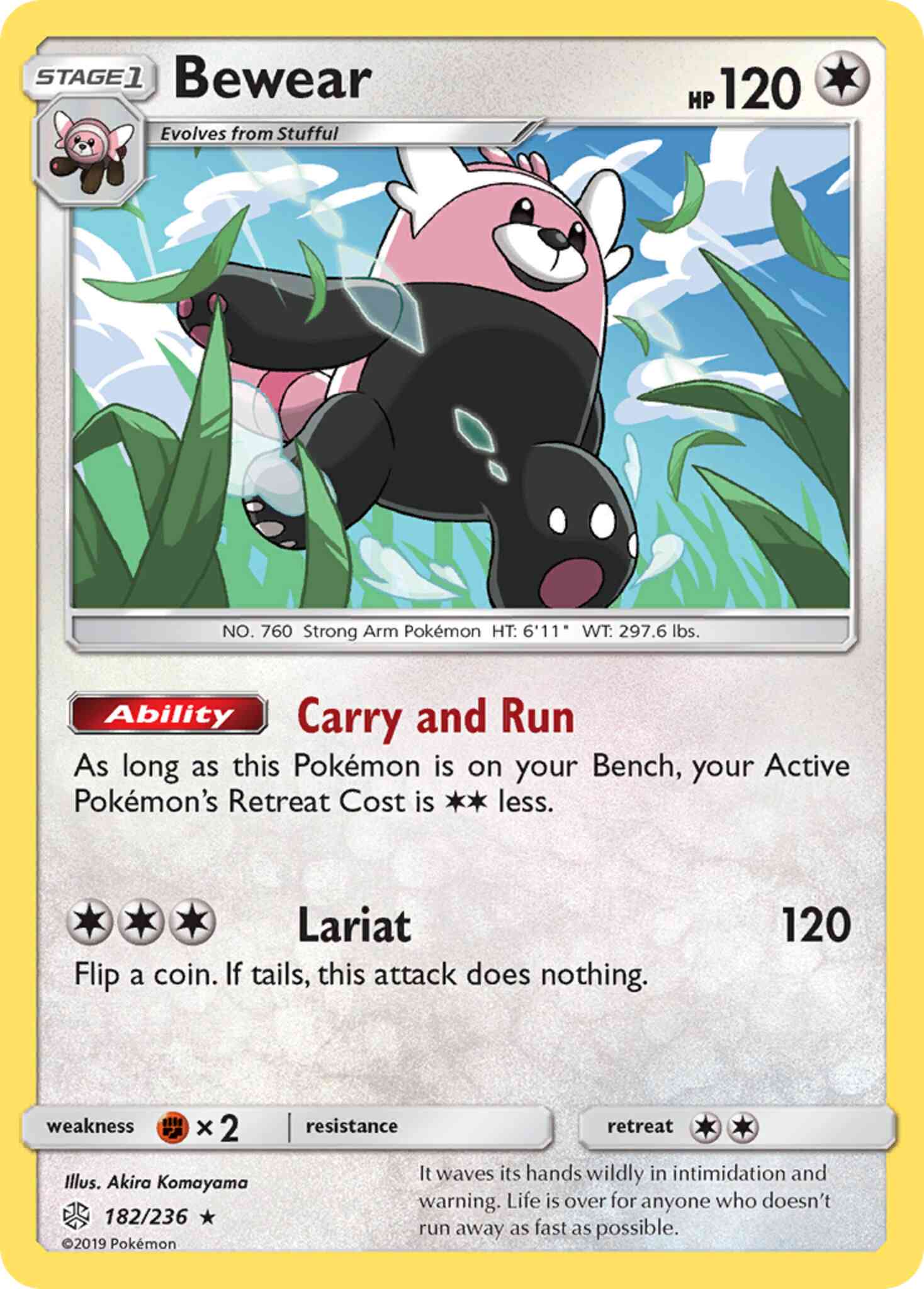 Rare sm12-182 non-holo – Pokémon Bewear - 182/236 - Rare [sm12-182] [Non-Holo]