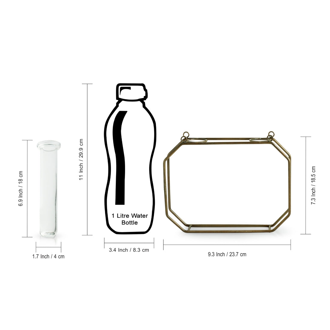 EXCLUSIVELANE 'Modern Glass Garden' Test Tube Wall Planter/Vases (7 Inch, Golden) - view 7