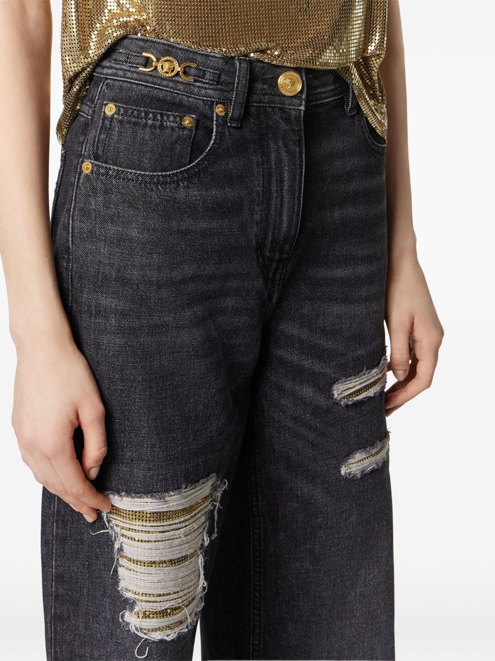 Versace Metal Mesh Regular-Fit Jeans - view 3