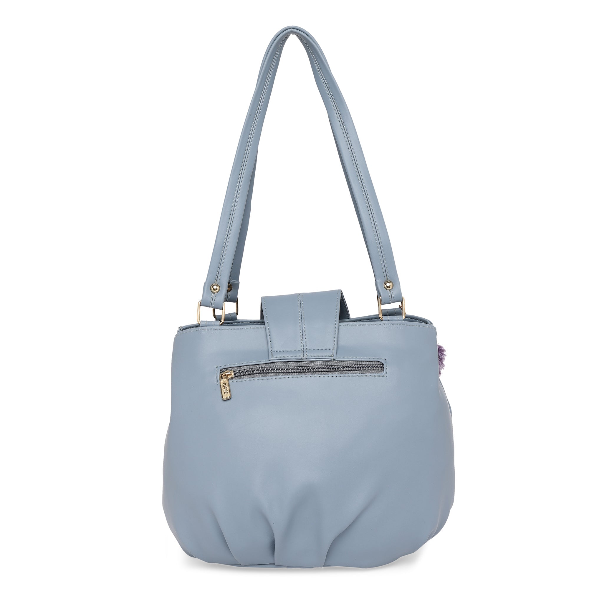 Peachmode Seller Grey Women Vegan Leather Handbag With Belt - view 5