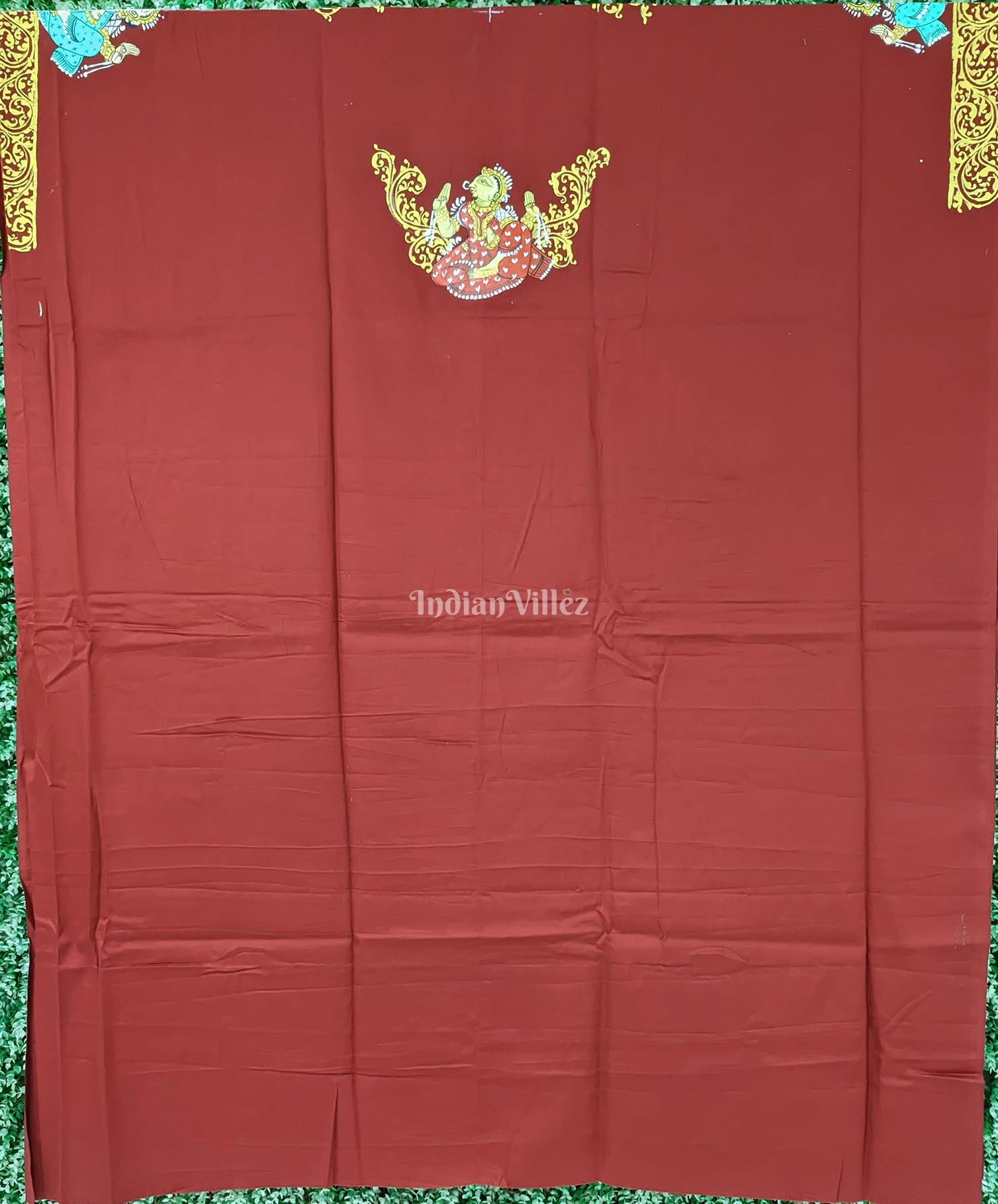 IndianVillèz Maroon Nartaki Theme Pattachitra Kurti Cotton Dress Material - view 2