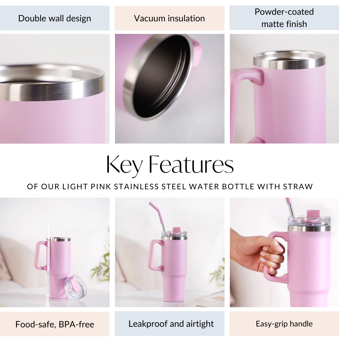 Nestasia Glacio Stainless Steel Water Bottle Apt For Car Cup Holder Baby Rose 850ml - view 6