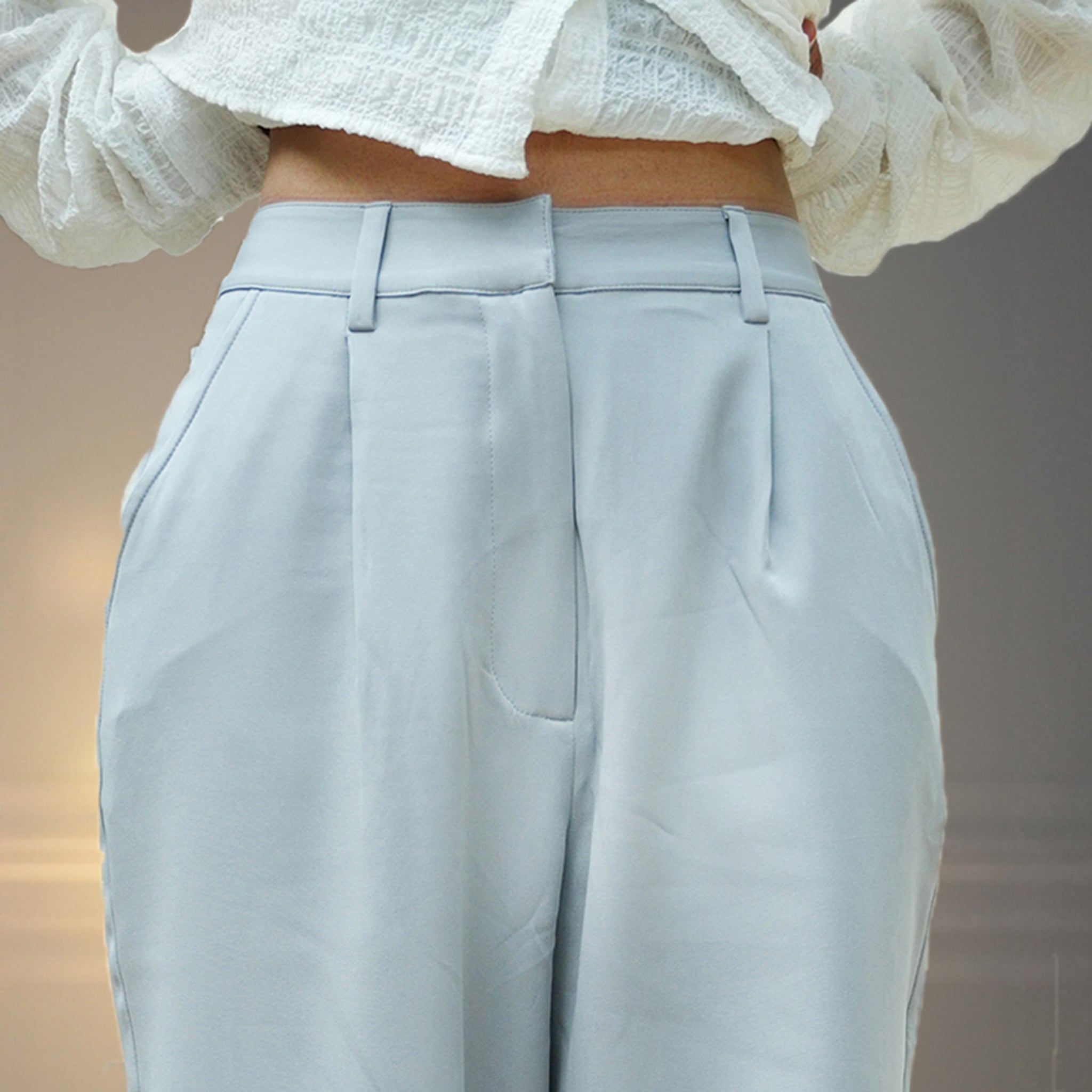 IZF Pleated Korean Baggy Pants for Women - Grey - view 3