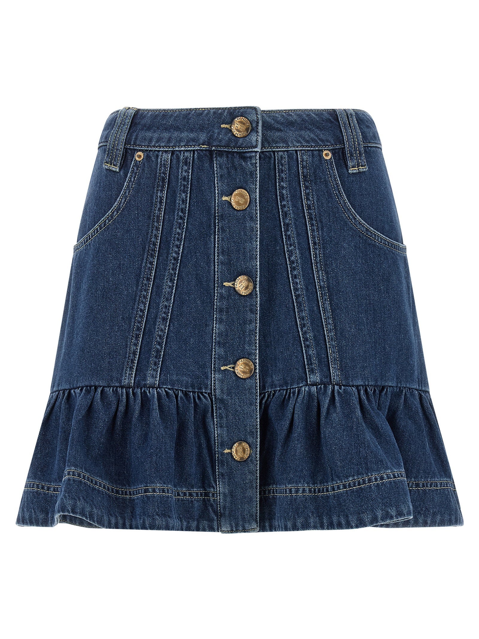 Farm Rio Denim Skirt With Flounces – 100% cotton