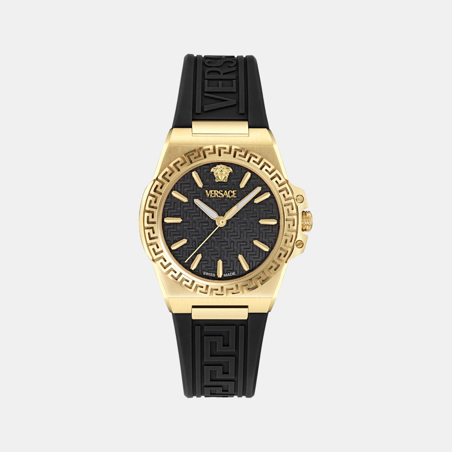 Versace Greca Reaction Women Quartz Black Dial Analog Recycled PU Watch VE0D00225