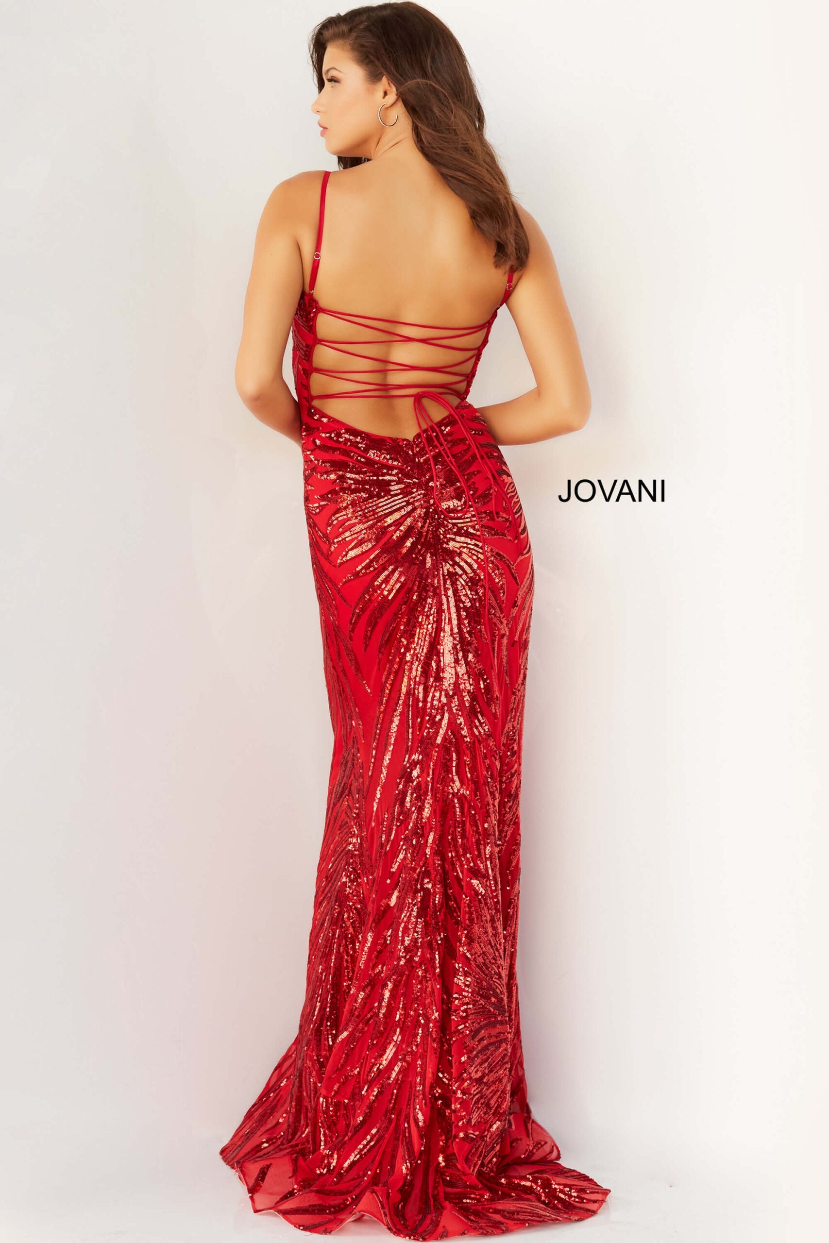 Sequin Print Fitted Sleeveless Gown by Jovani 08481 - view 2