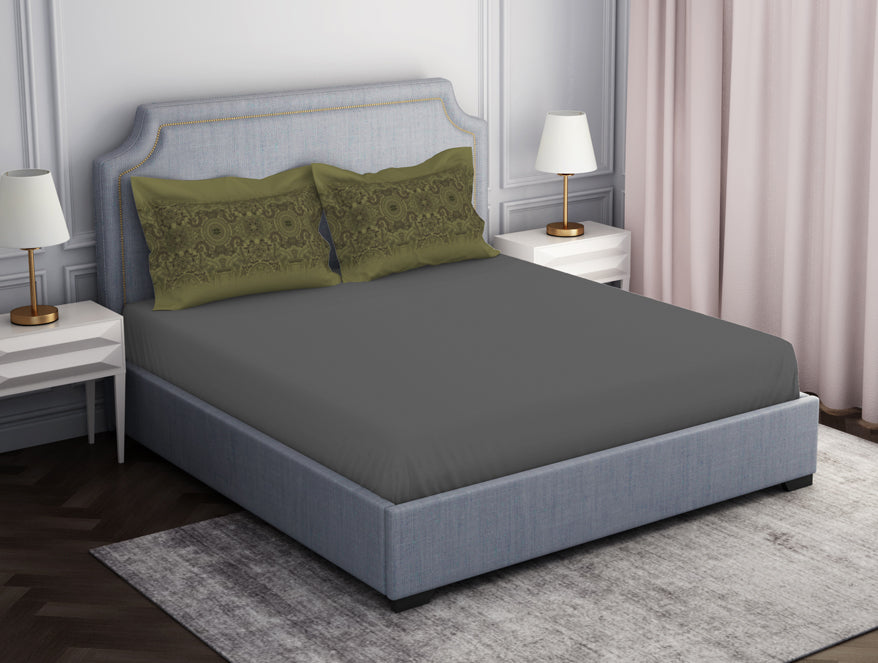 Spaces India Ornamenta Ornate Mineral Blue 100% Cotton King Size Bedsheet - Essentials by Spaces - view 2