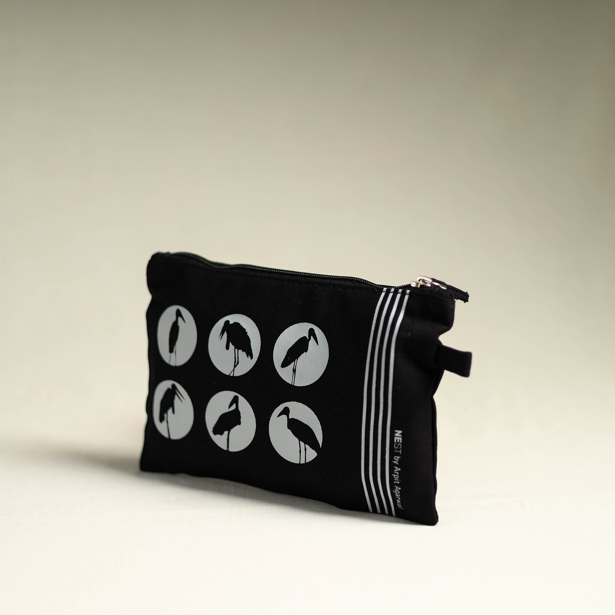 NEST BY ARPIT AGARWAL Black - Assam Hargila Cotton Canvas Utility Pouch - view 2
