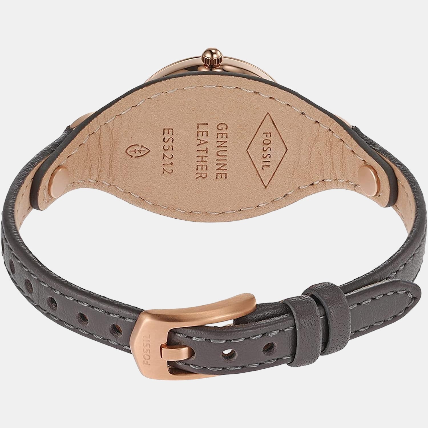 Fossil Carlie Women Quartz Rose Gold Dial Analog Leather Watch ES5212 - view 3