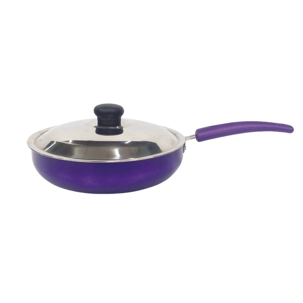 Softel Designer Non-Stick FryPan With Steel Lid | Gas & Induction Compatible | Purple - view 2