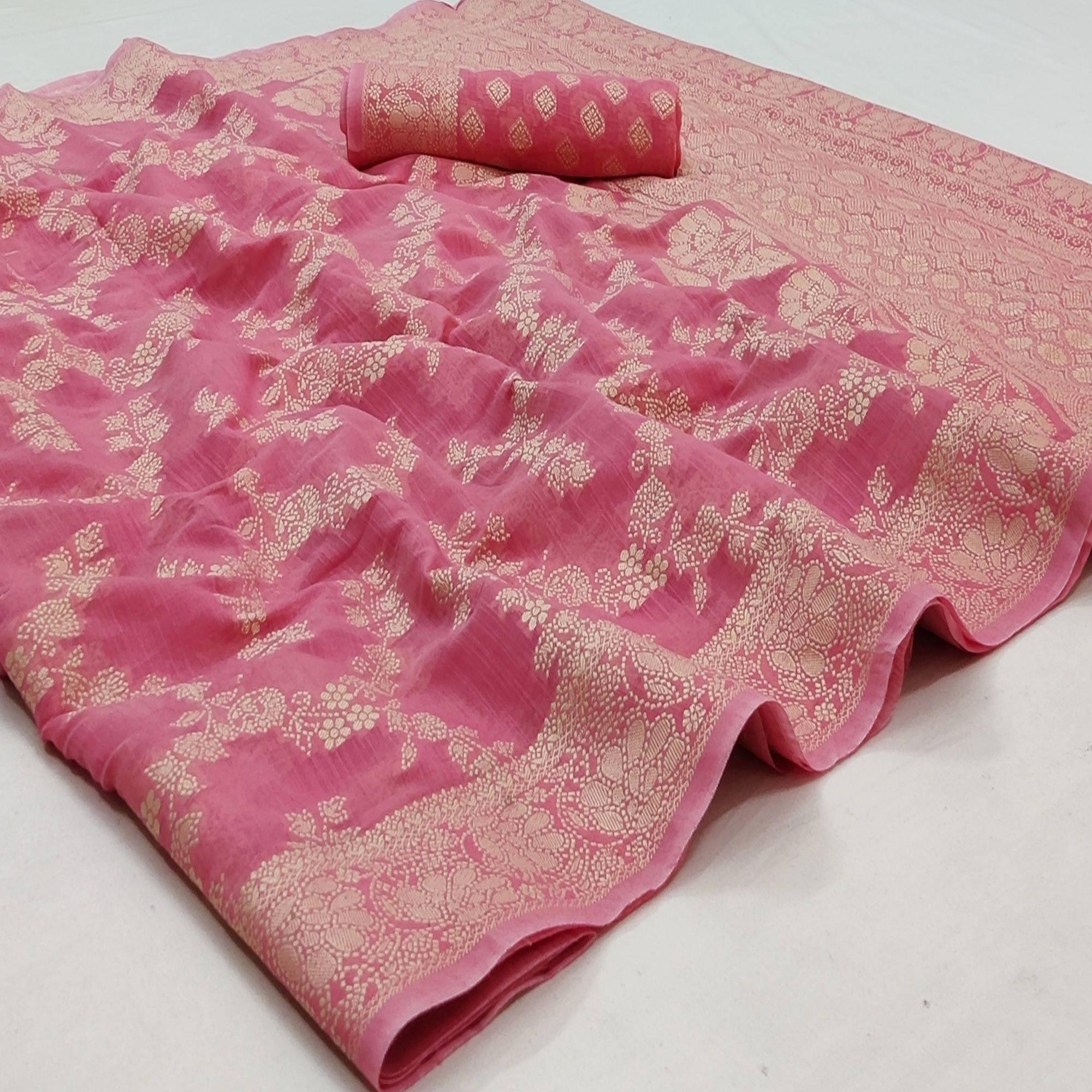 Peachmode Gajari Festive Wear Woven Cotton Saree