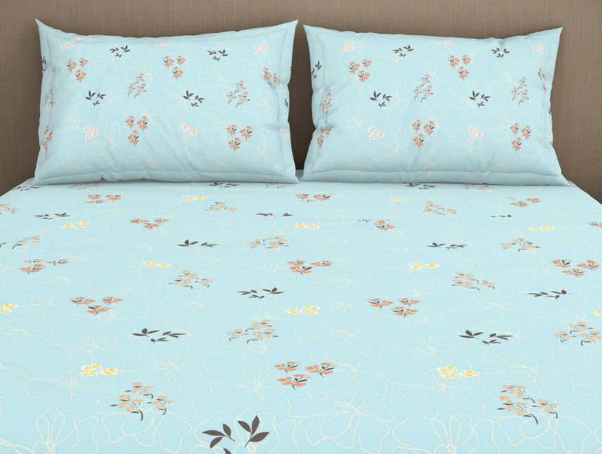 Spaces India Floral Salt Air - Light Blue 100% Cotton King Fitted Sheet - Dainty By Spaces-1065824 - view 4