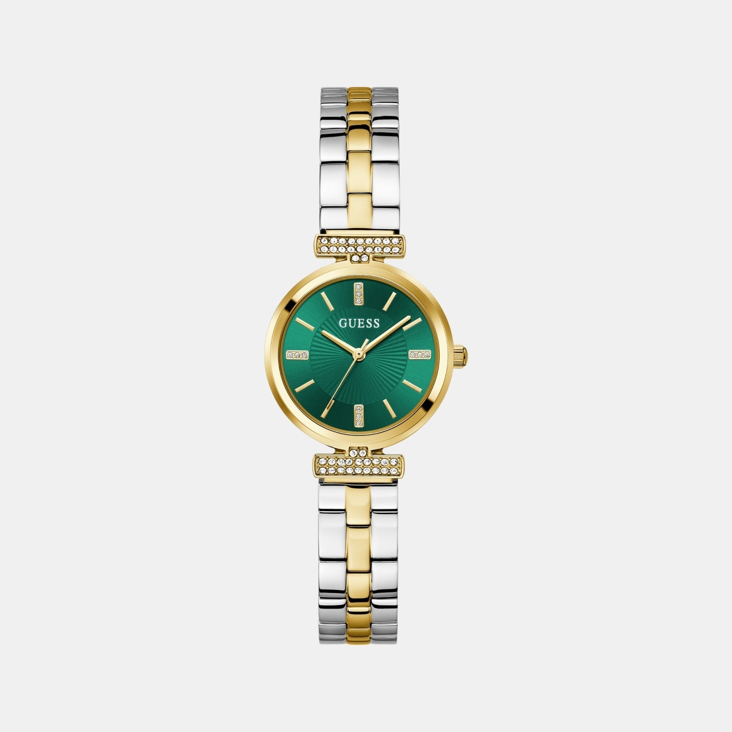 Guess Bejeweled Women Quartz Green Dial Analog Stainless Steel Watch GW0762L6