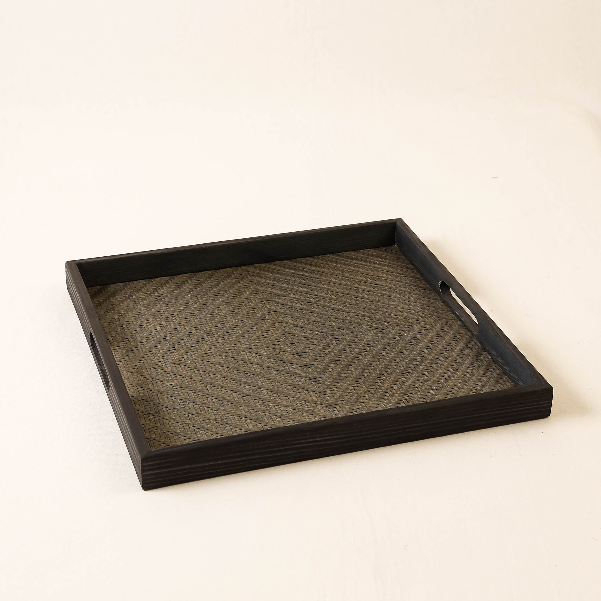 Black - Kadam Haat Handmade Bamboo Square Tray ( Set of 3) - view 4
