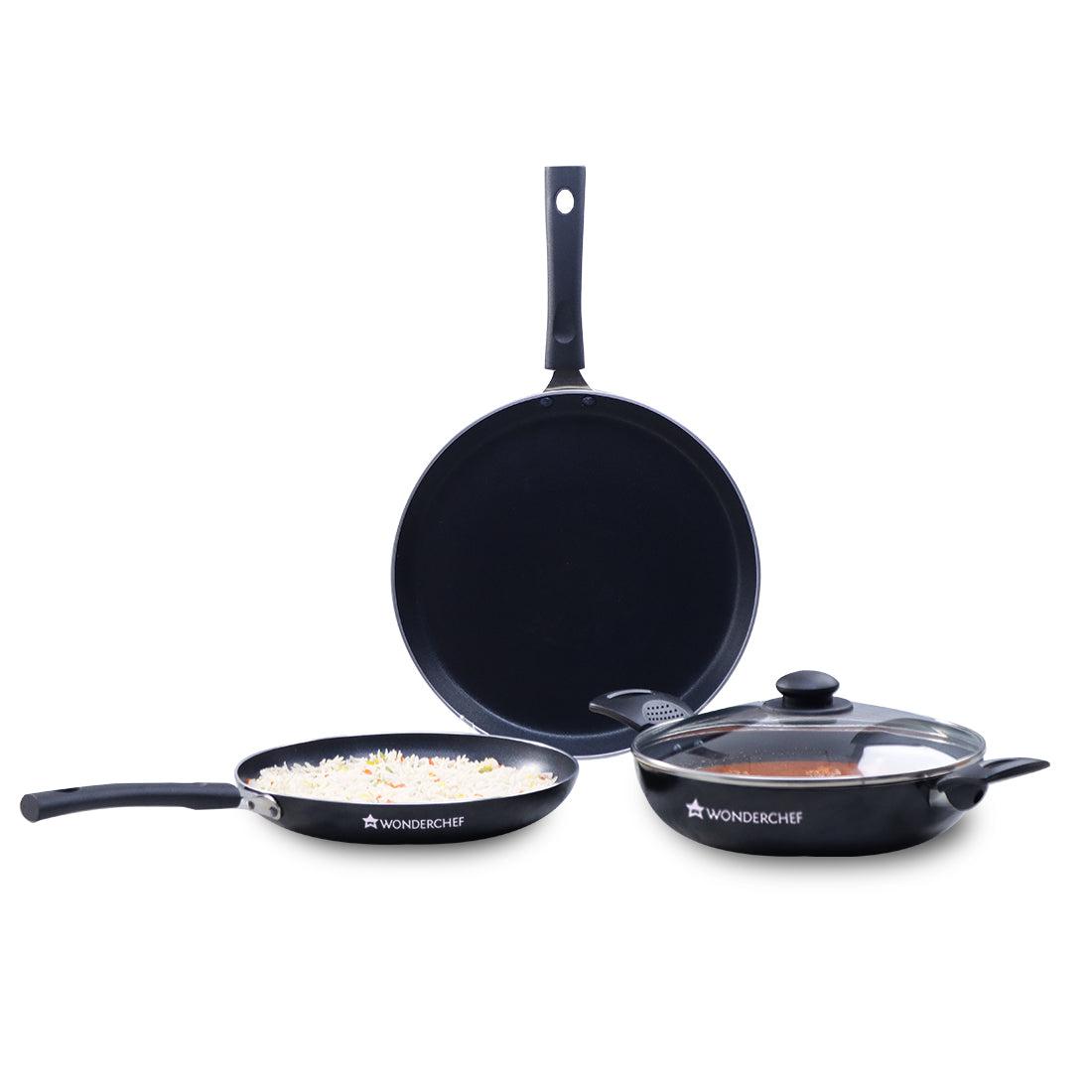 Wonderchef Valencia Non-stick Cookware Set - Black.