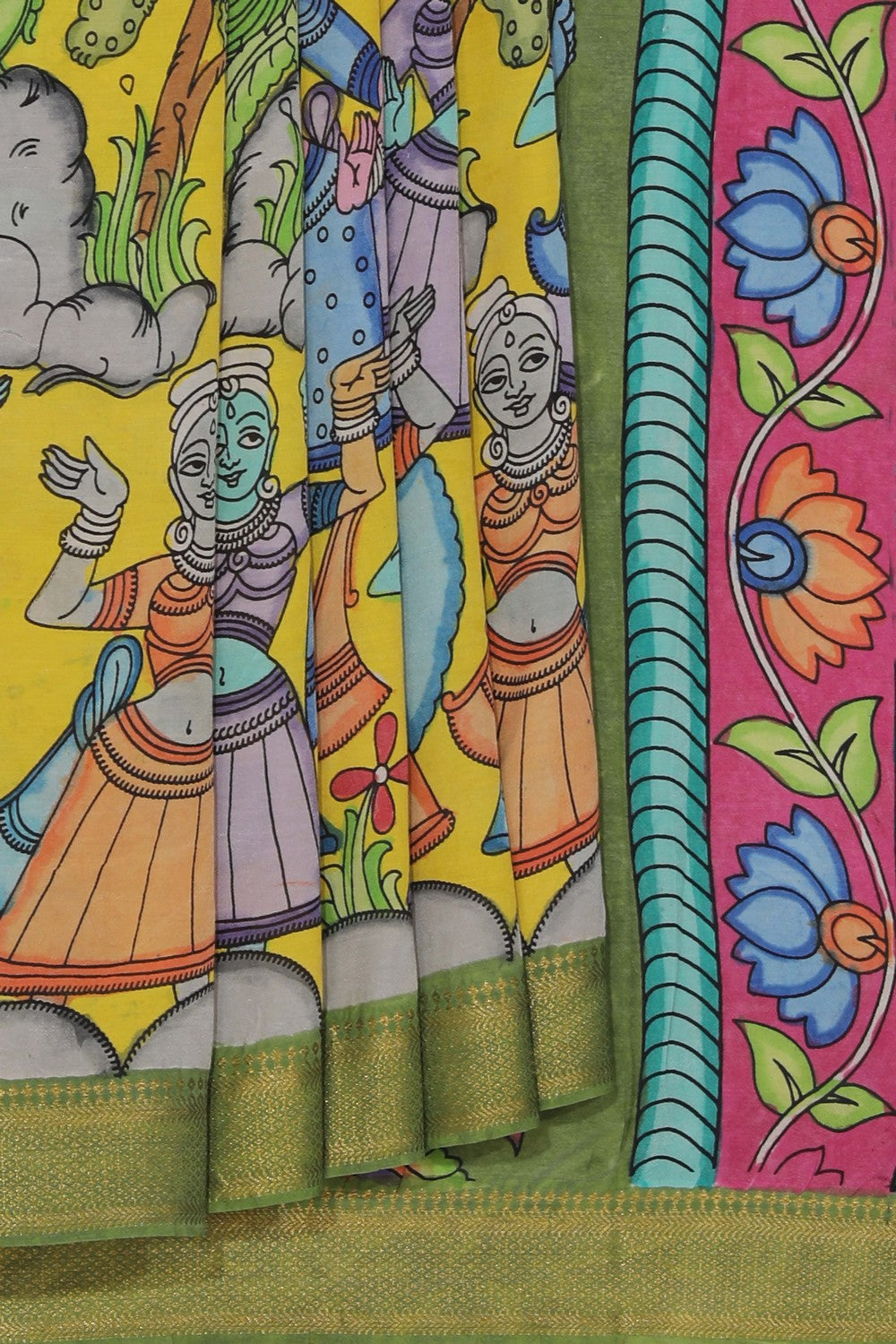 Kalanjali Kalamkari Hand-Painted Silk Saree – Women's