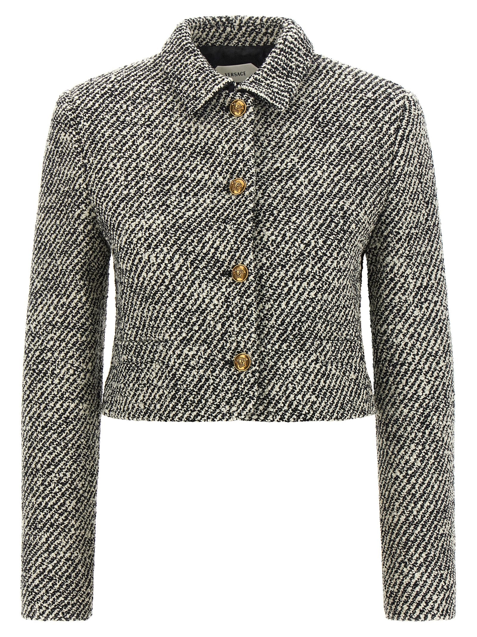 Versace Bouclé Wool Blend Blouson Jacket – 92% virgin wool 8% nylon