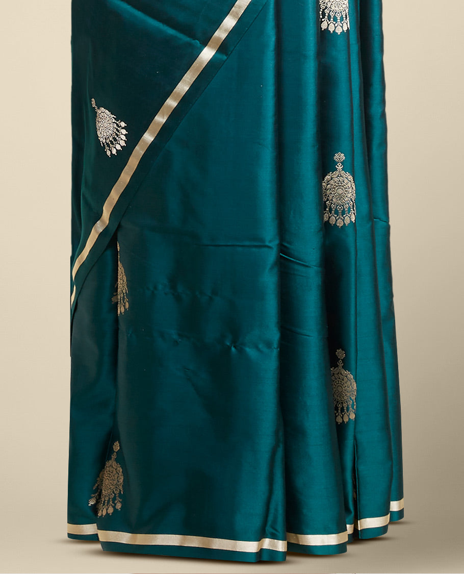 Pothys Green buttas kathan silk saree with self zari border - view 3
