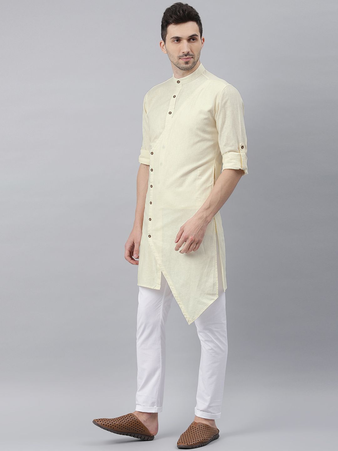 Freehand-Mens Men Long Trail Kurta – Yellow - view 2