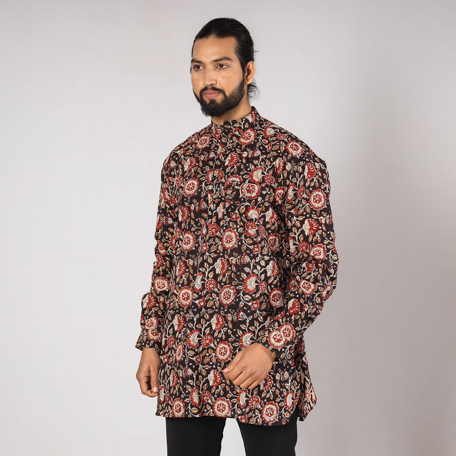 ITOKRI CASUALS Black - Bagru Block Printed Cotton Men Short Kurta 10