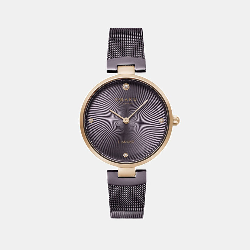 Obaku Diamant Women Quartz Brown Dial Analog Stainless Steel Watch V256LXVNMN-DD