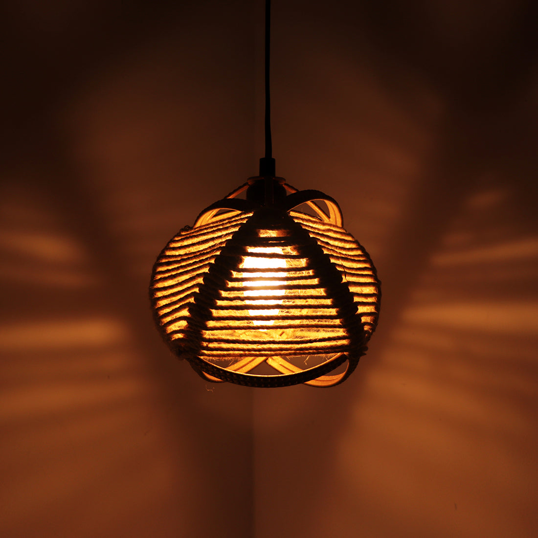 EXCLUSIVELANE 'Jute Goblet' Pendant Lamp In Iron (7 Inch, Matte Finish) - view 2