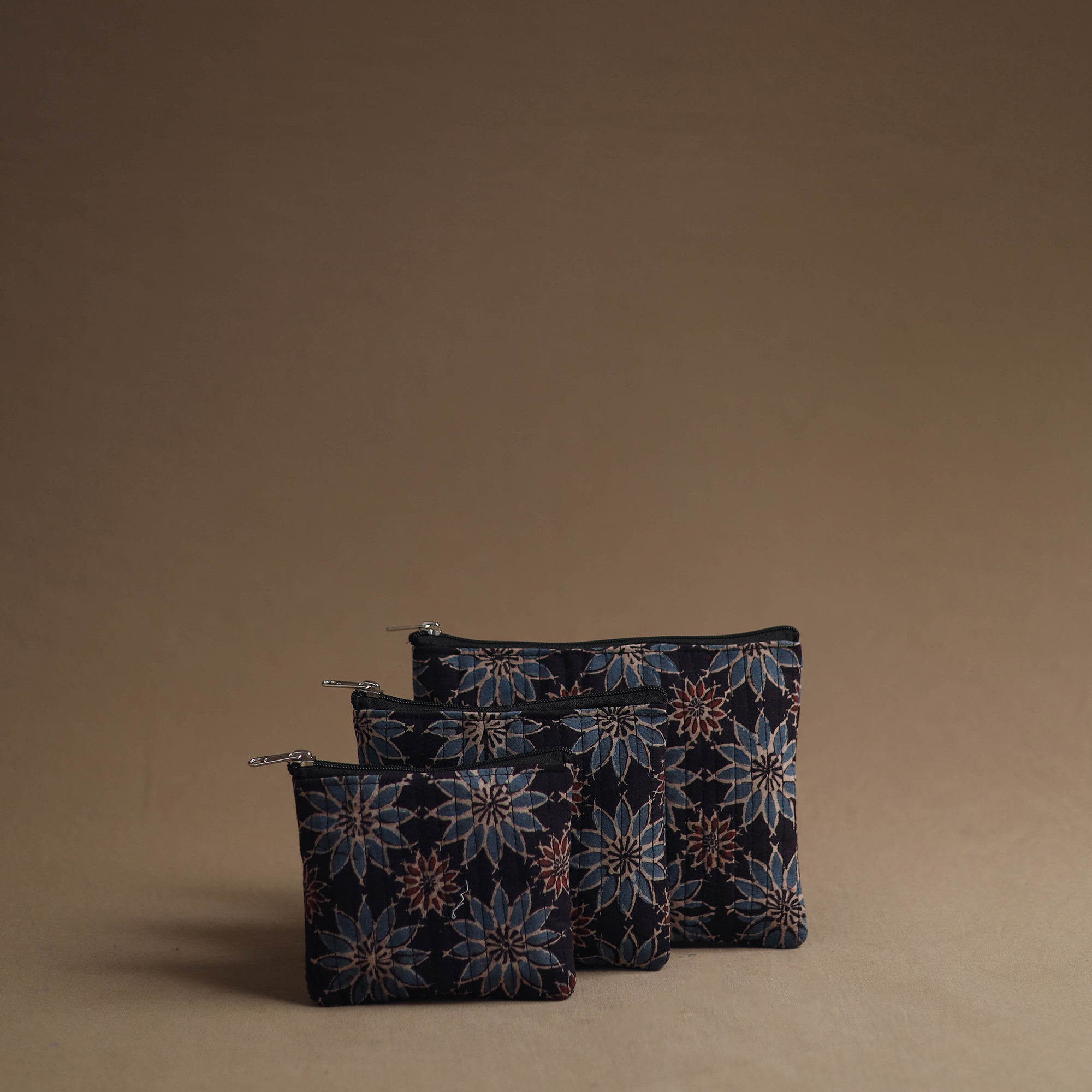 NOORI BAZAR Black - Handmade Cotton Multipurpose Utility Pouches (set of 3) 34