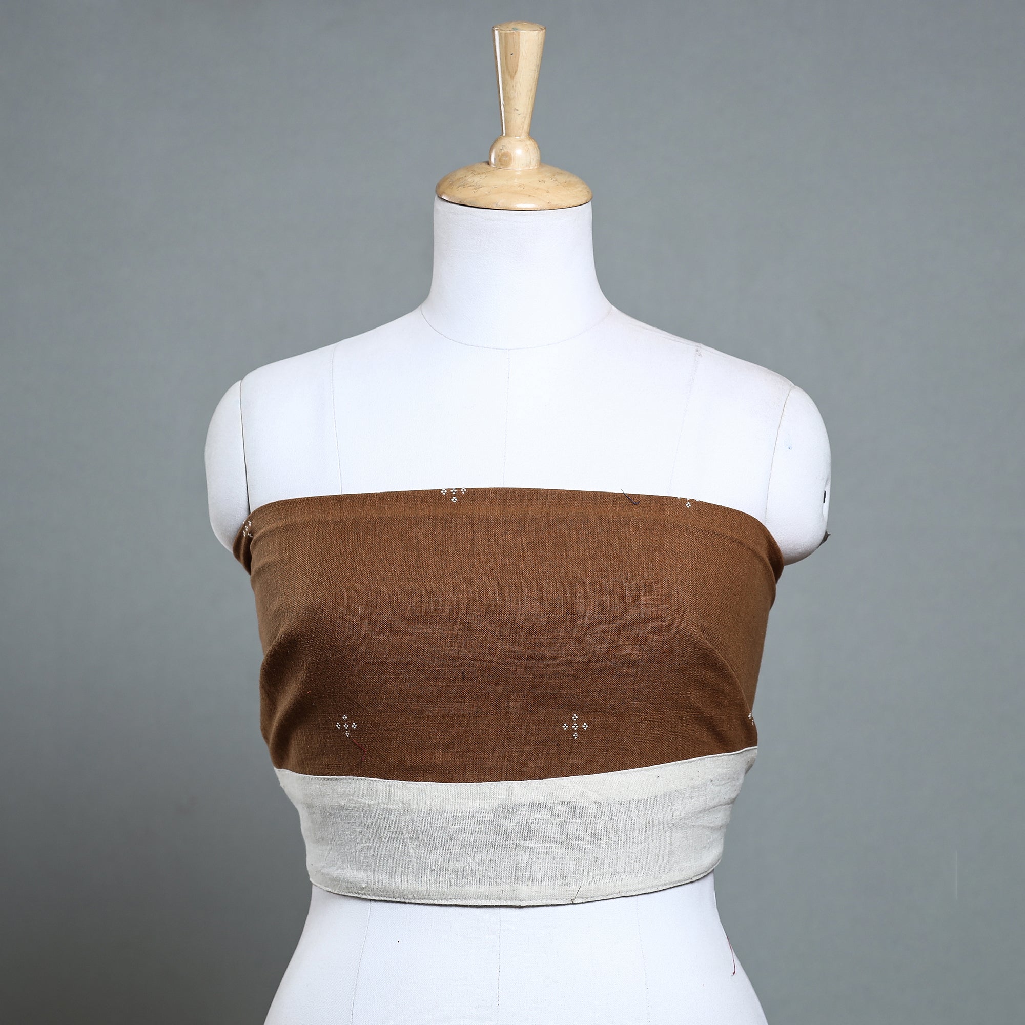 NOORI BAZAR Brown - Organic Kala Cotton Pure Handloom Buti Blouse Piece