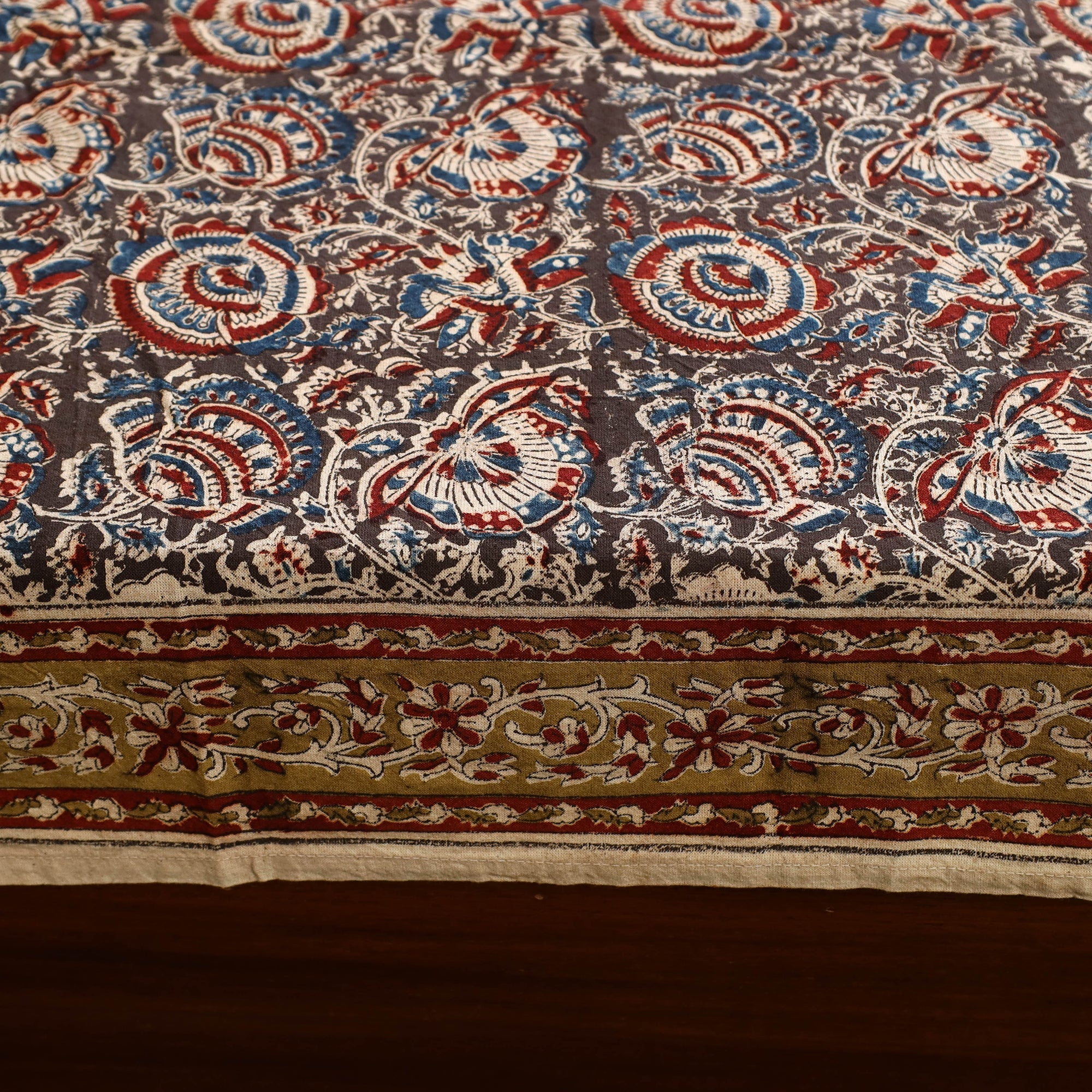 PITCHUKA SRINIVAS KALAMKARI PEDANA Black - Block Print Cotton Pedana Kalamkari Bed Sheet 09 - view 2