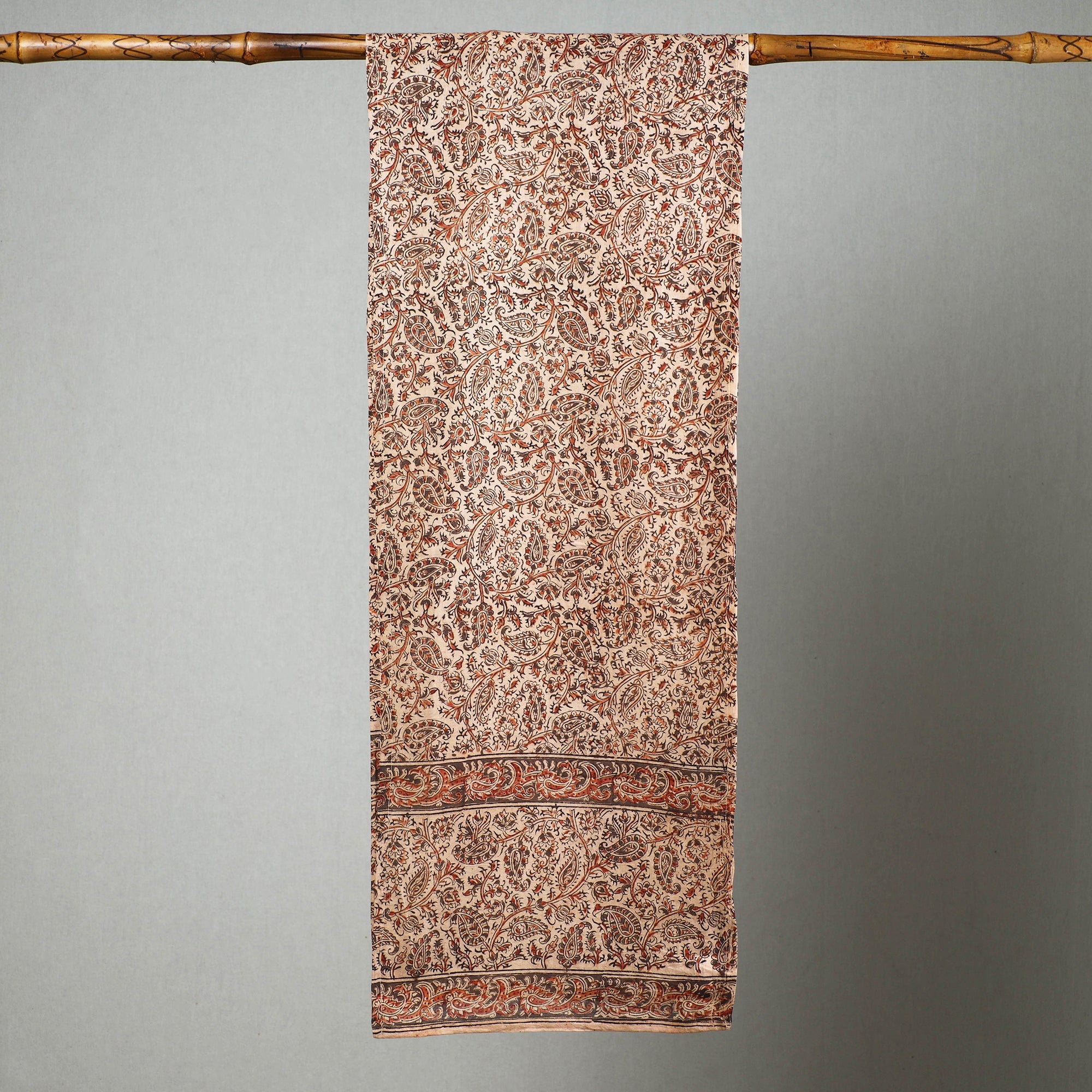 PITCHUKA SRINIVAS KALAMKARI PEDANA Beige - Pedana Kalamkari Block Printed Natural Dyed Cotton Stole 03 - view 2