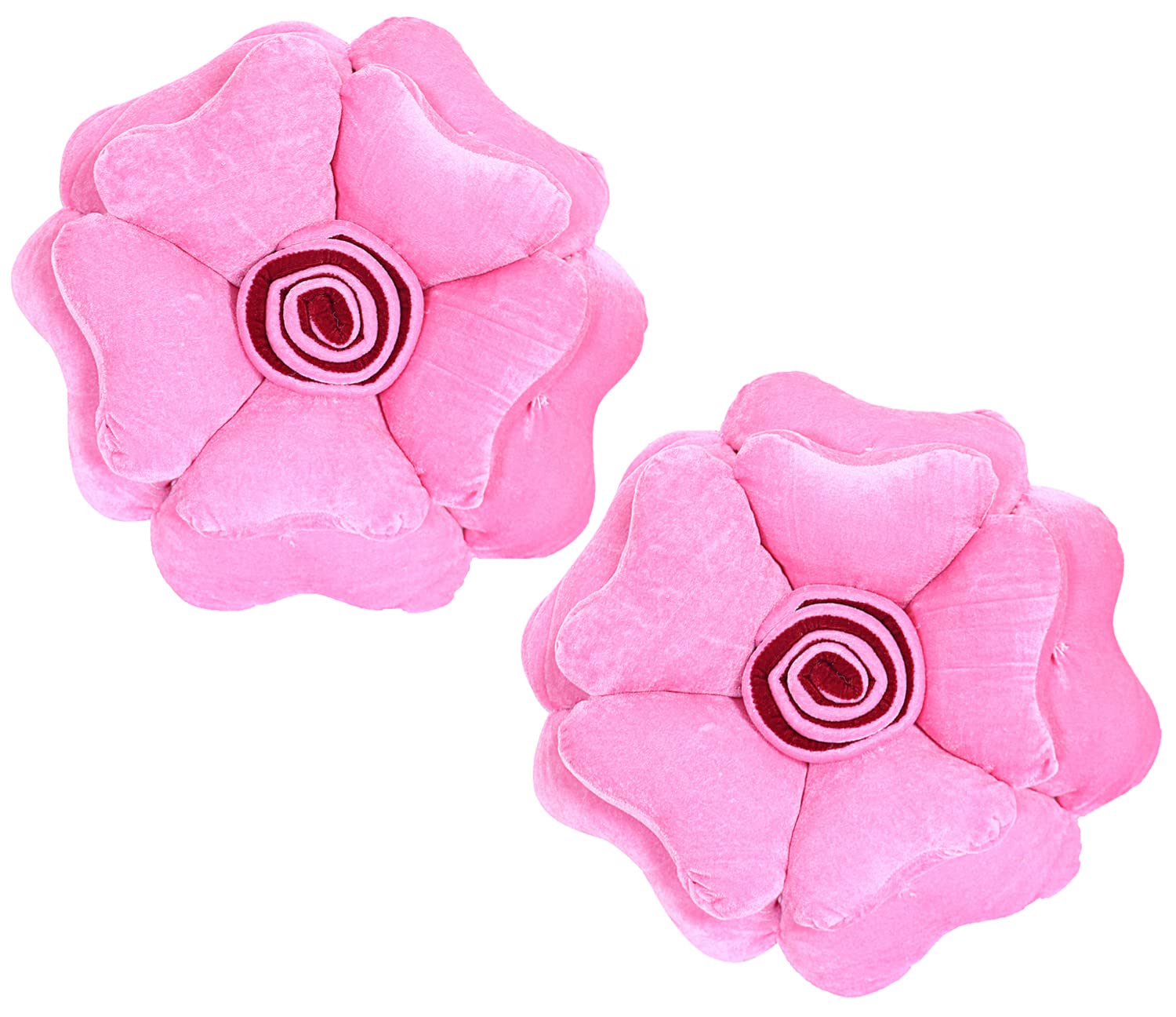 Kuber Industries Rose Flower Shaped Pair Cushion|Soft & Decorative Cushions for Living Room Bed,Sofa,Seating Area,16 Inch,Pack of 2 (Pink)
