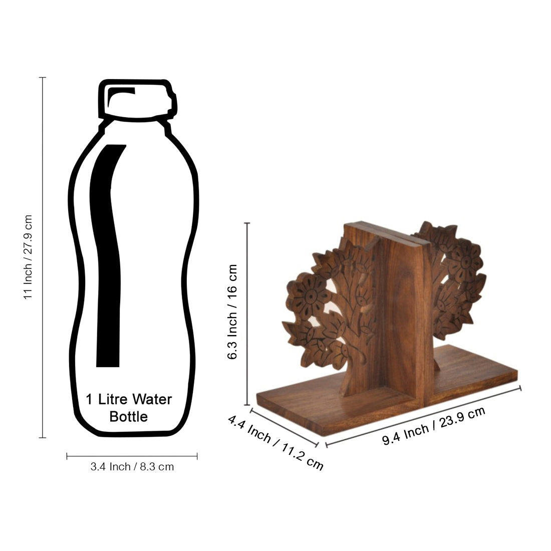 EXCLUSIVELANE 'Tree Of Life' - Hand Carved & Engraved Sheesham Wood Bookend - view 7