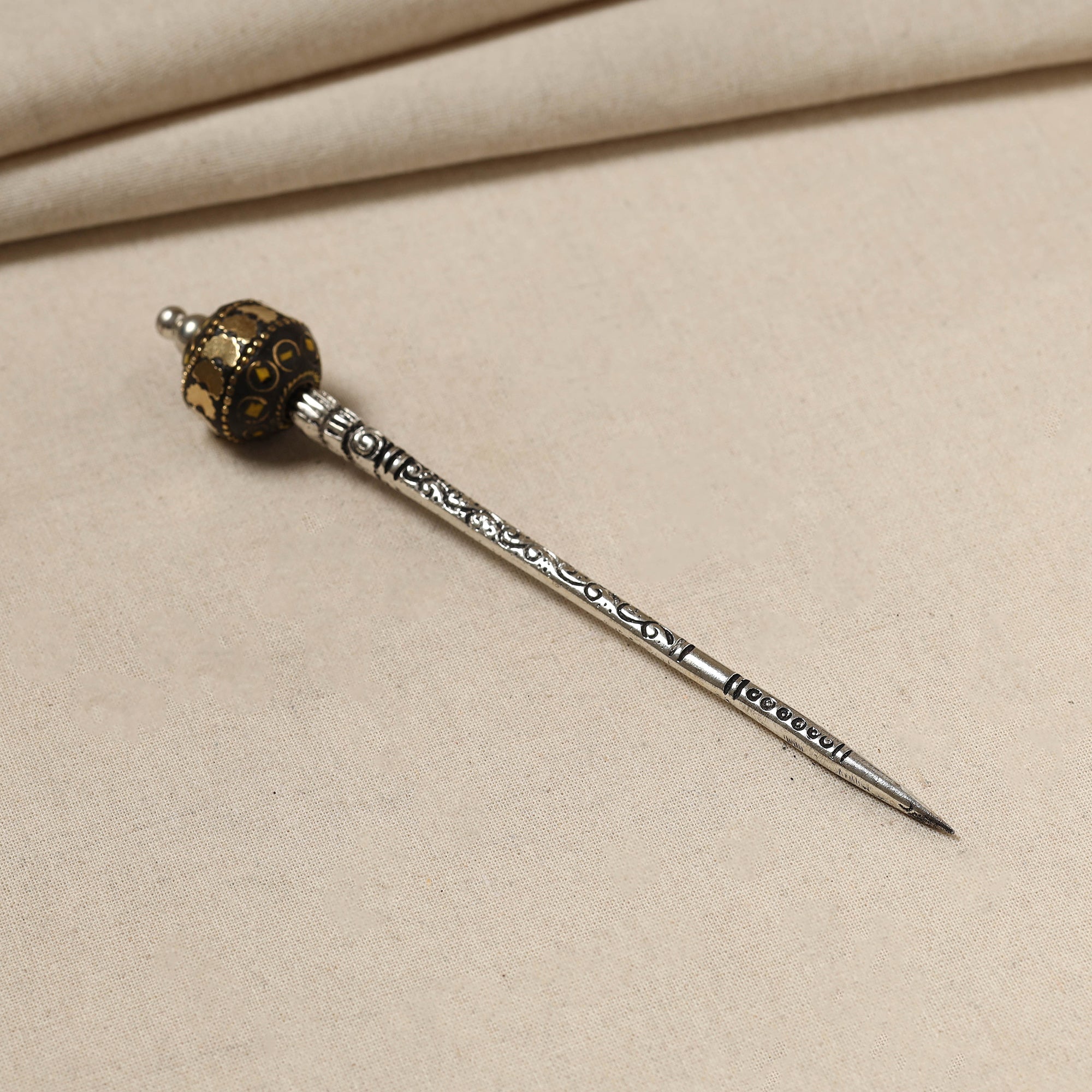 WHITE RIVER STORIES Antique Finish Oxidised German Silver Juda Stick