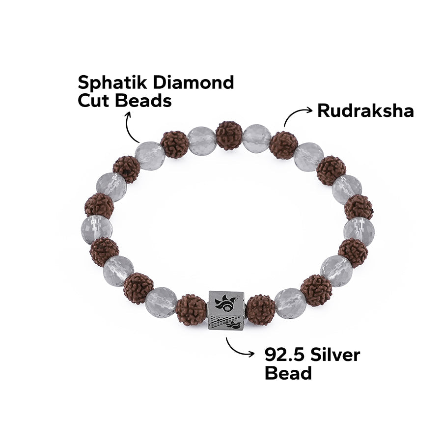 Prinjal Jewellers Rudraksha with Spatik Diamond Cut Beads Bracelet - view 6
