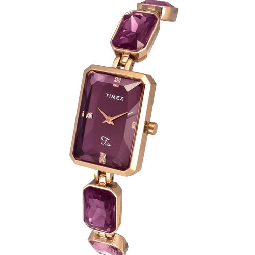 Timex Fria Women Burgundy Rectangular Analog Watch 21mm TWEL16903 - view 2