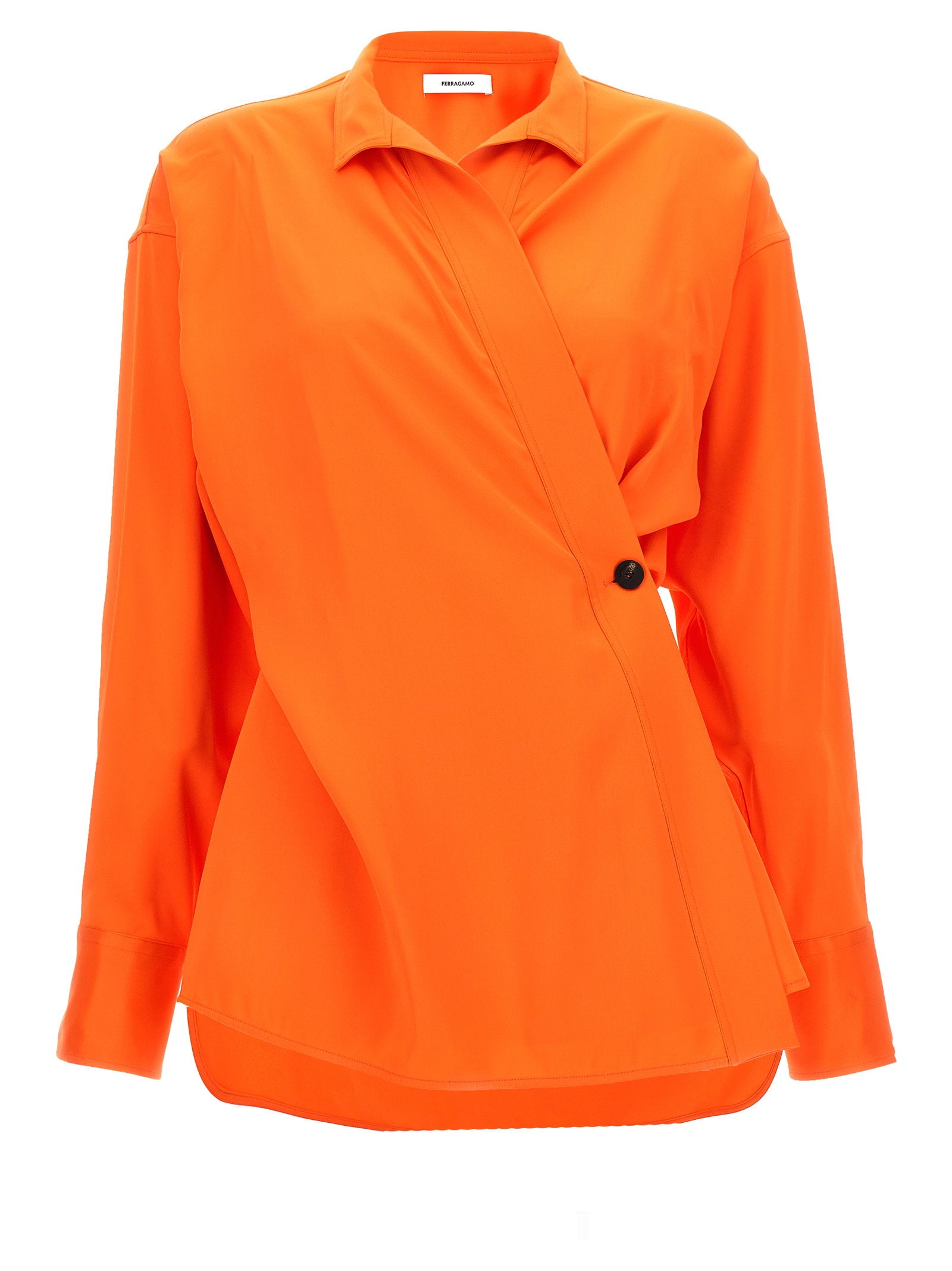Ferragamo Satin Asymmetric Shirt – 96% viscose, 4% elastane
