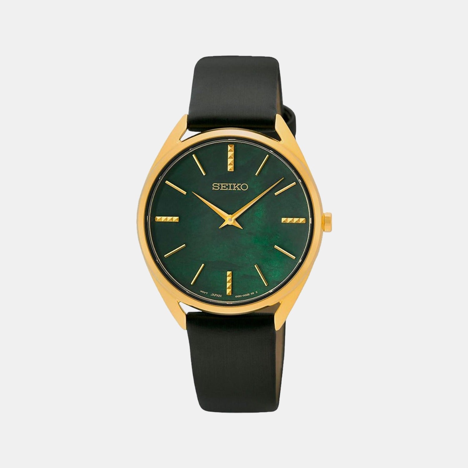 Seiko Dress Quartz Watch Women Quartz Green Dial Analog Leather Watch SWR080P1