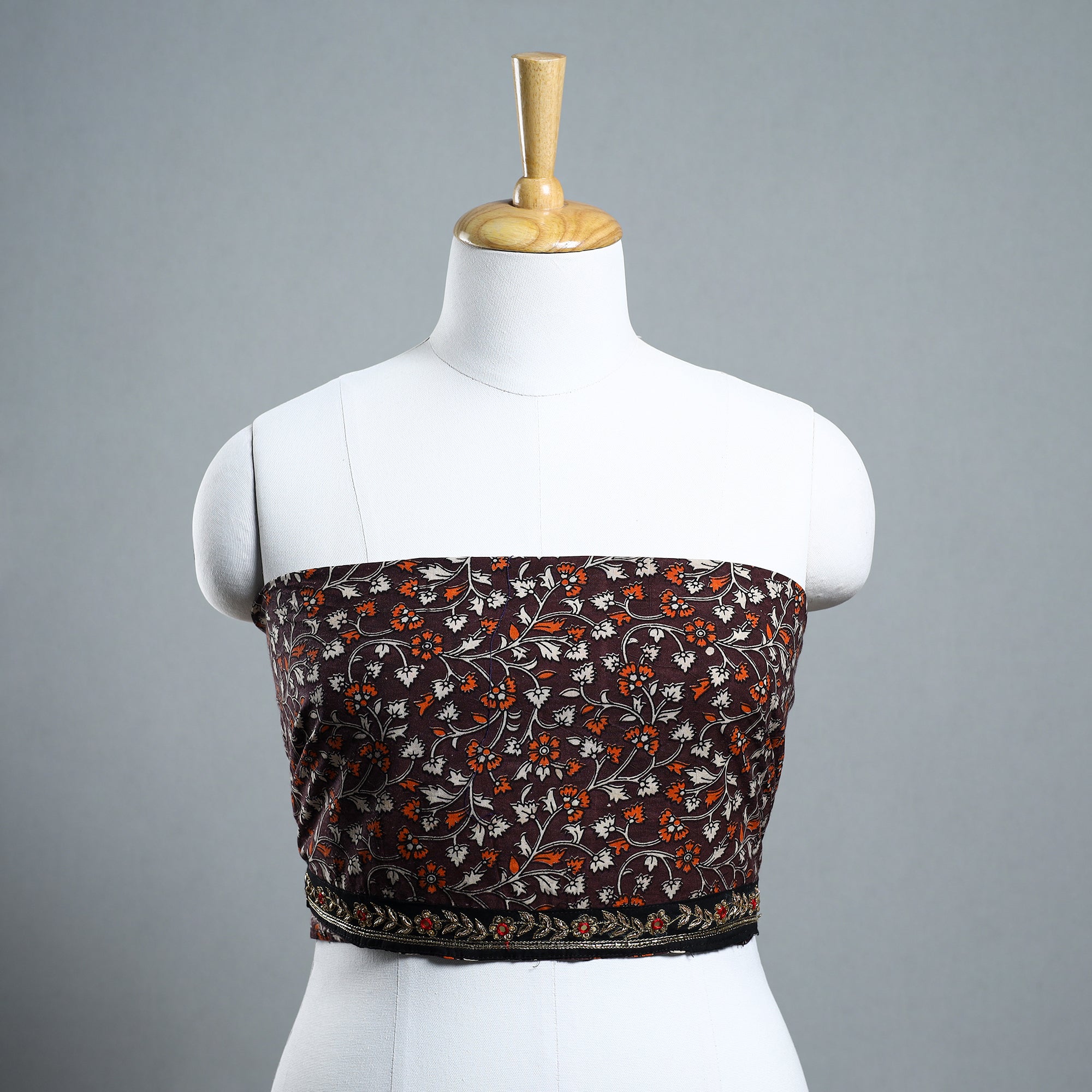 NOORI BAZAR Black - Zardozi Hand Embroidered Kalamkari Cotton Blouse Piece 09