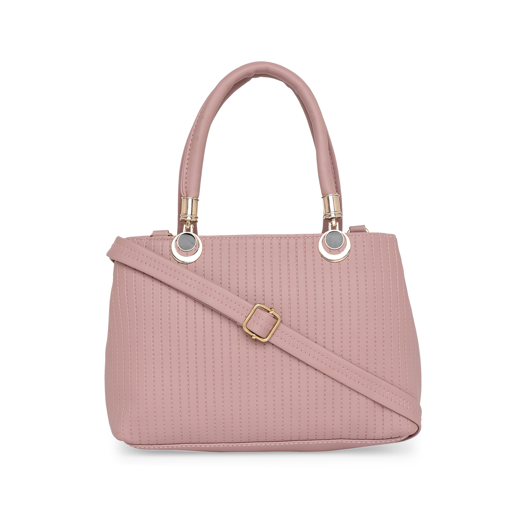 Peachmode Seller Mauve Women Vegan Leather Handbag With Belt