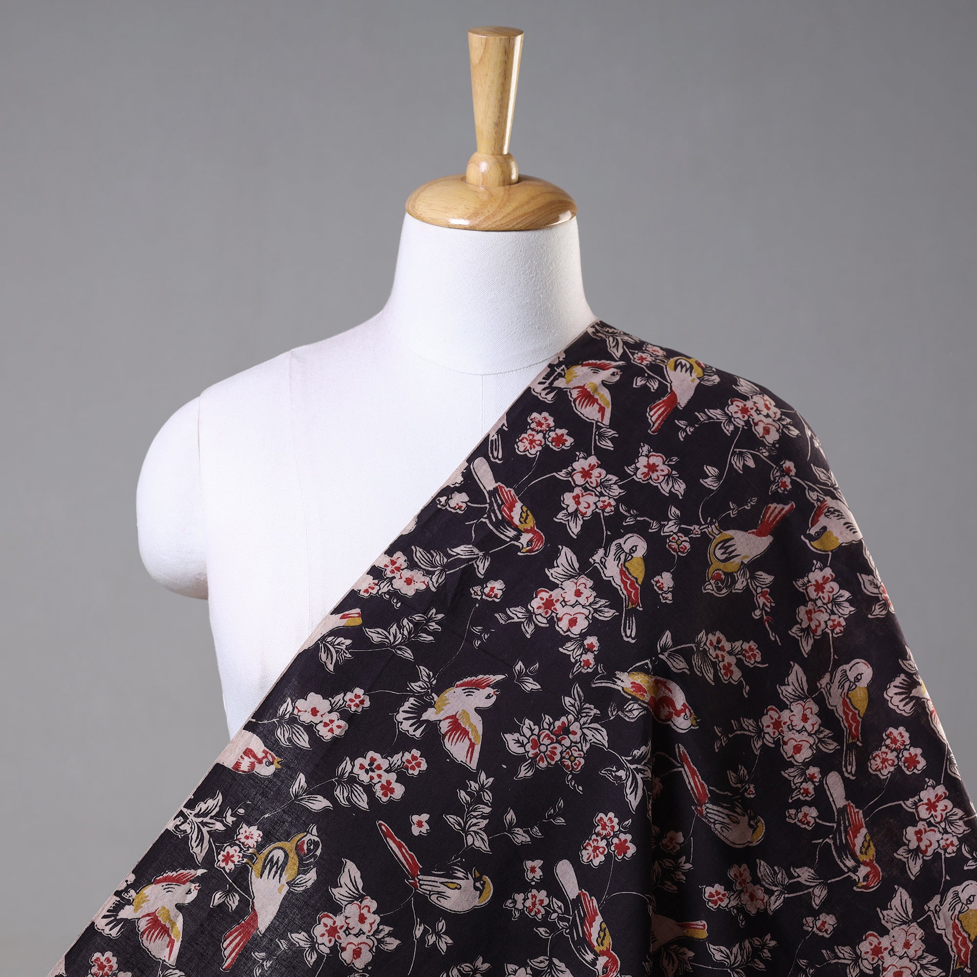 SOUTH KARGHA Black - Kalamkari Printed Cotton Fabric 22