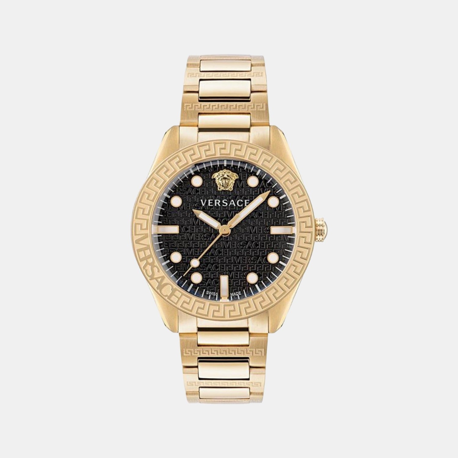 Versace Greca Dome Men Quartz Black Dial Analog Stainless Steel Watch VE2T00522