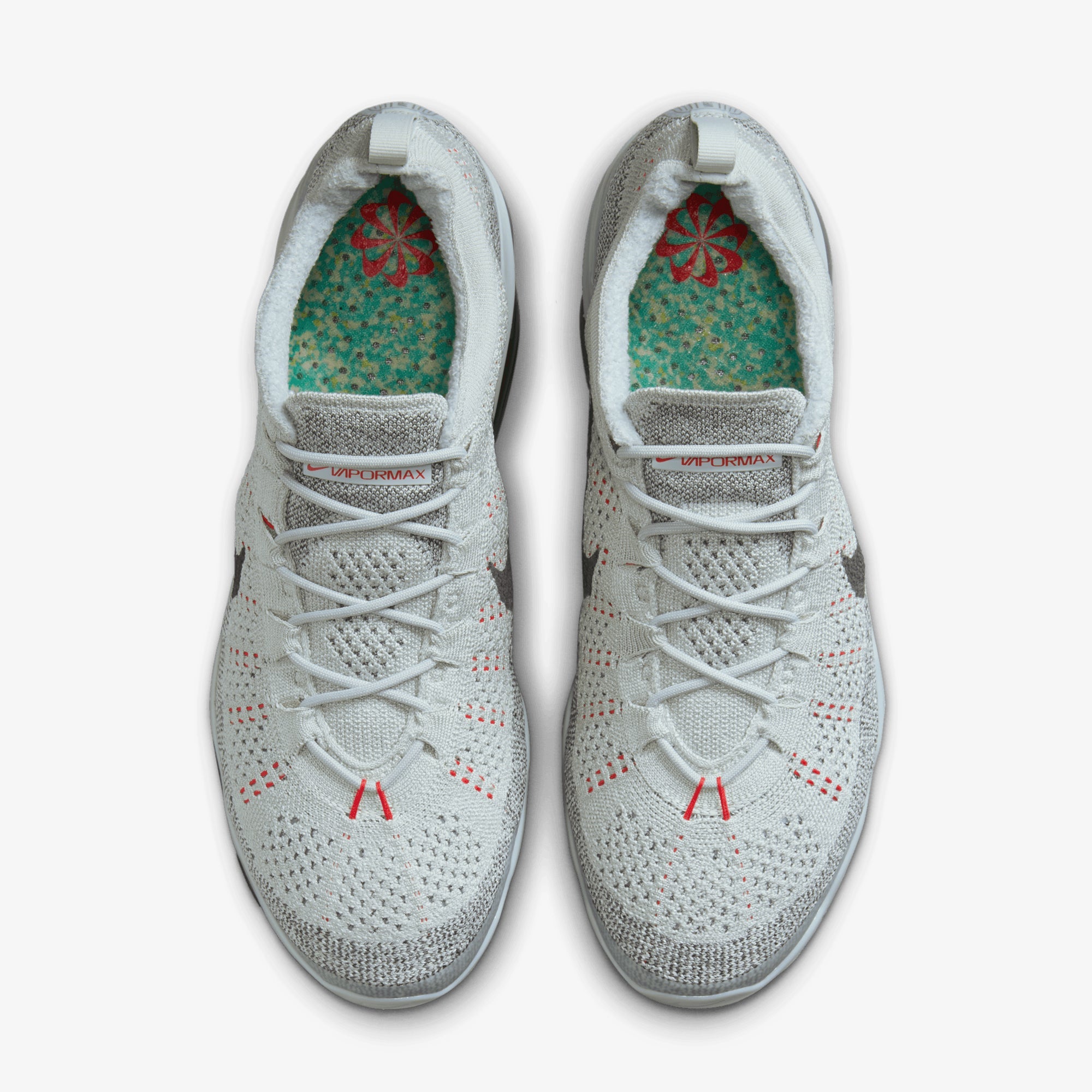 Nike | Air Vapormax 2023 Flyknit { Light Silver/smoke Grey-picante Red - view 2