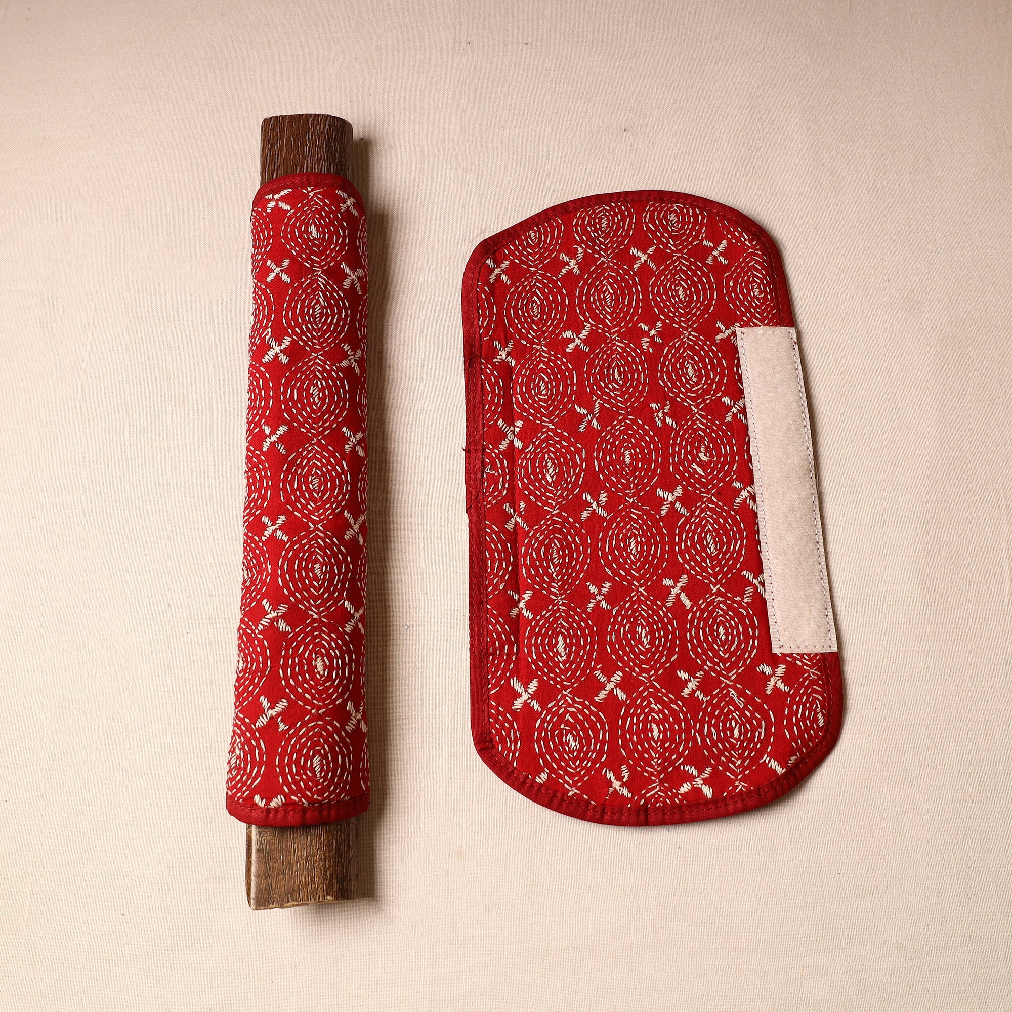 ASALKAAR Bengal Kantha Work Handmade Fridge Handle Cover (Set of 2) 14