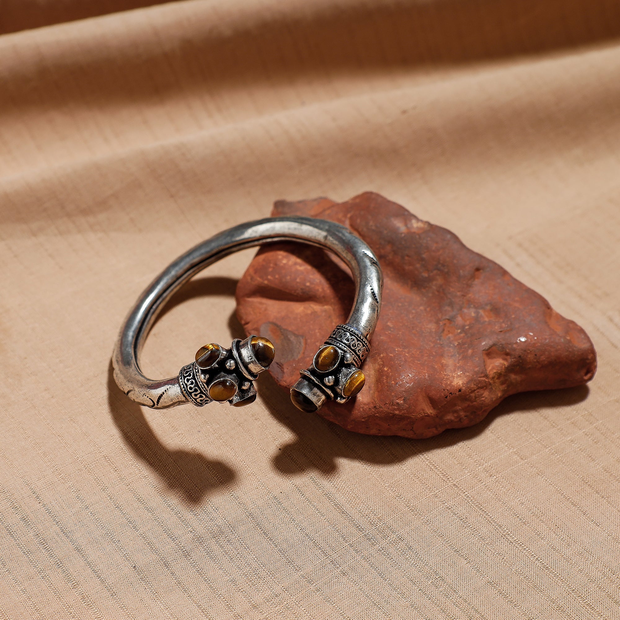 Silver kada bangle – WHITE RIVER STORIES Antique Finish Oxidised German Silver Kada / Bangle