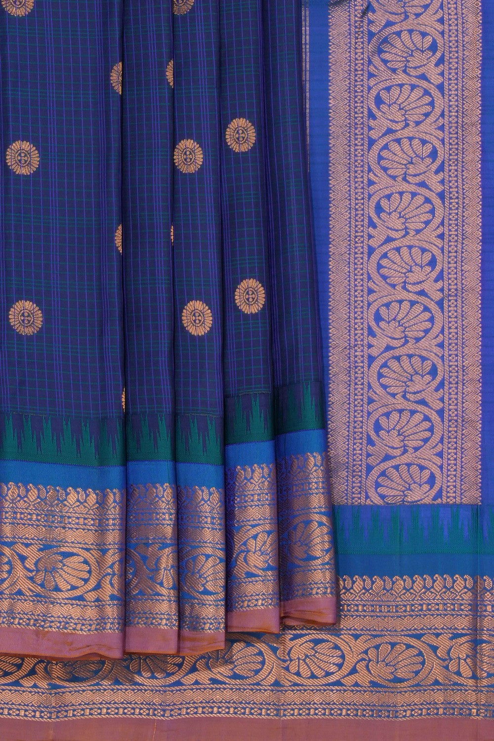 Kalanjali Gadwal Silk Peacock Blue Saree – Women's